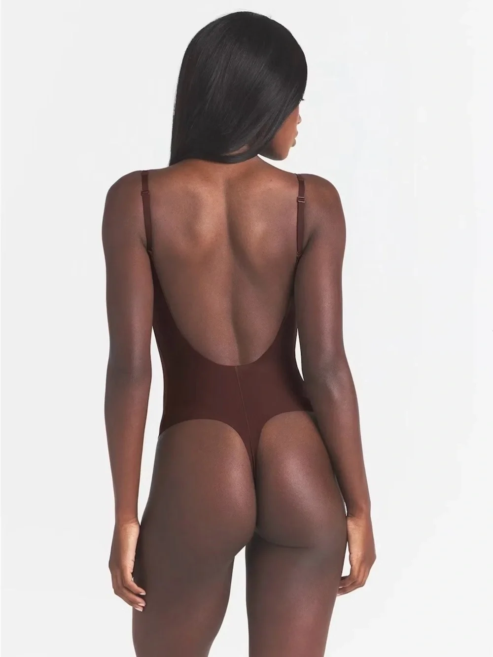 NWT SKIMS Scoop Low Back Thong Bodysuit In Cocoa Sz M